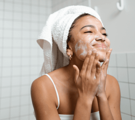 A gentle moment of skincare